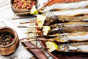 Appetizing smoked fish photo