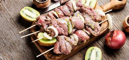 Raw shish kebab photo