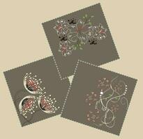 Set of three 3 vintage invitation cards with elegant retro abstract floral design vector