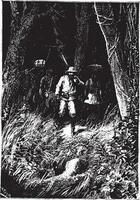 Why did he take that direction, vintage engraving. vector