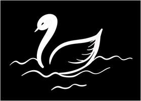 Swan silhouette imageWhite swan over black background viewed from the side, vector or color illustration.