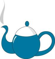 Clipart of a blue-colored teapotEvening snacks time, vector or color illustration.