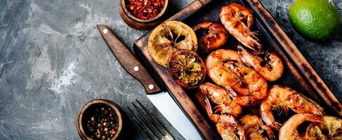 Barbecue shrimps or prawns photo