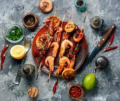 Grilled shrimp skewers photo