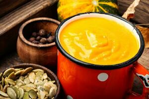 Seasonal pumpkin soup photo