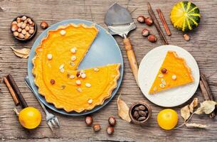 Autumn pumpkin pie photo