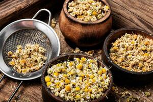 Dried chamomile flowers photo