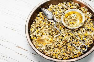 Dried chamomile flowers photo