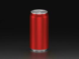 Red aluminium cans on black background photo