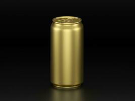 Golden aluminium cans on black background photo