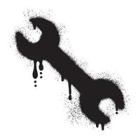 Wrench graffiti with black spray paint vector