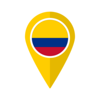 Flag of Colombia flag on map pinpoint icon isolated yellow color png