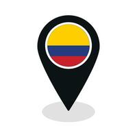 bandera de Colombia bandera en mapa determinar con precisión icono aislado negro color vector