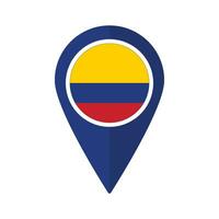 bandera de Colombia bandera en mapa determinar con precisión icono aislado azul color vector