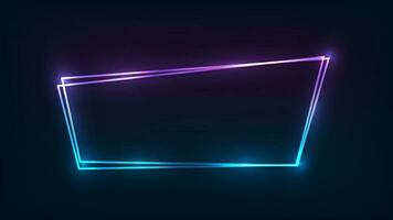 Neon double frame with shining effects vector