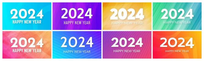 2024 Happy New Year on colorful backgrounds vector