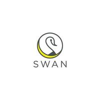 Swan line style logo icon design template flat vector