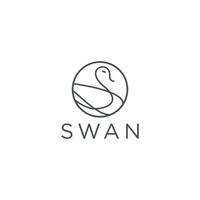 Swan line style logo icon design template flat vector