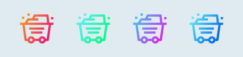 Mining cart line icon in gradient colors. Mine signs vector illustration.
