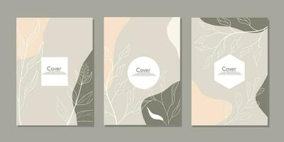 conjunto de cuaderno cubrir diseños con mano dibujado decoraciones resumen y floral elementos.csize a4 para cuadernos, planificadores, folletos, libros, catálogos vector