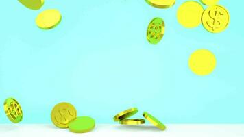 Golden Coins with Falling Dollar Symbols in a 3D Animation video