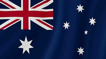 Australien vinka flagga. australier realistisk flagga animation. stänga upp rörelse slinga bakgrund video