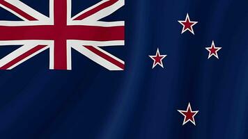 New Zealand waving flag. Realistic flag animation. Close up motion loop background video