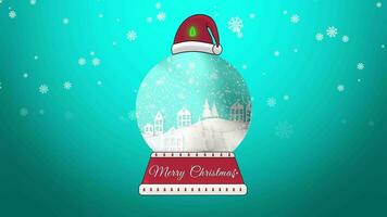 Snow Glass Globe With Houses And Moving Trees Inside Winter New Year Holiday Animation video