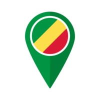 Flag of Republic of the Congo flag on map pinpoint icon isolated green color png