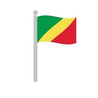 bandera de república de el congo en asta de bandera aislado vector