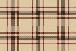 Plaid background, check seamless pattern in beige. Vector fabric texture for textile print, wrapping paper, gift card or wallpaper.