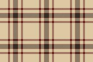 Plaid background, check seamless pattern in beige. Vector fabric texture for textile print, wrapping paper, gift card or wallpaper.