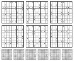 Sudoku game set  with answers. Simple vector design