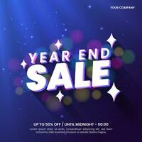 Square Year End Sale or End of Year Sale banner with typography and bright light vector