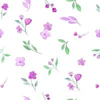 Watercolor seamless pattern with abstract flowers, leaves, branches. Hand drawn floral illustration isolated on white background. For packaging, textile, wrapping design or print. vector