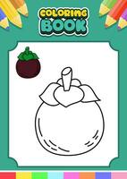 fruits coloring book for kids. mangosteen vector illustration