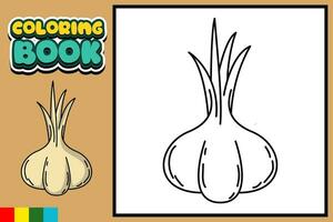 Vector coloring book for children garlic