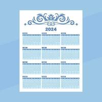 Wall Calendar 2024, Monthly Calendar Template, One Page Wall Calendar 2024, 2024 New Year Wall Calendar Template, corporate Calendar design, 12 month calendar vector