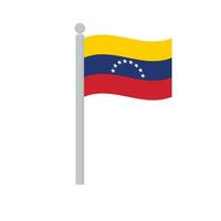 bandera de Venezuela en asta de bandera aislado vector