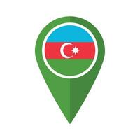 bandera de azerbaiyán bandera en mapa determinar con precisión icono aislado verde color vector