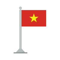bandera de Vietnam en asta de bandera aislado vector