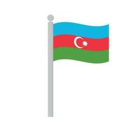 Flag of Azerbaijan on flagpole isolated vector