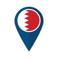 Flag of Bahrain flag on map pinpoint icon isolated blue color vector