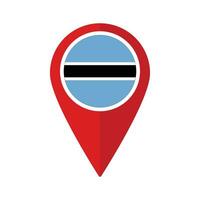 Flag of Botswana flag on map pinpoint icon isolated red color vector