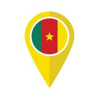 Flag of Cameroon flag on map pinpoint icon isolated yellow color vector