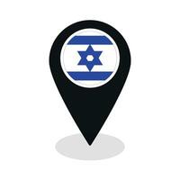 Flag of Israel flag on map pinpoint icon isolated black color vector