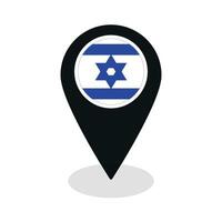 Flag of Israel flag on map pinpoint icon isolated black color vector