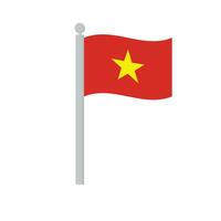 bandera de Vietnam en asta de bandera aislado vector