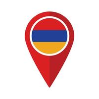 Flag of Armenia flag on map pinpoint icon isolated red color vector