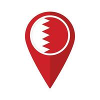 Flag of Bahrain flag on map pinpoint icon isolated red color vector